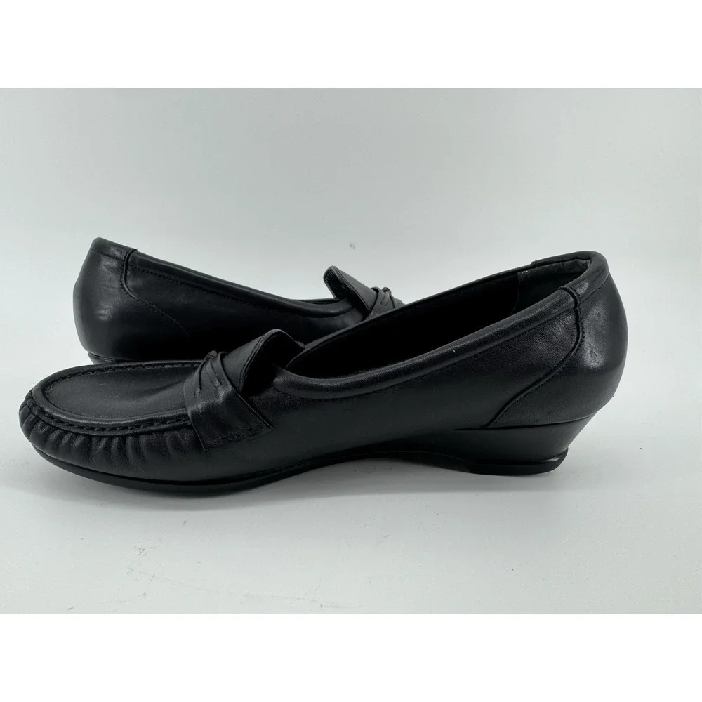 SAS Shoes Women's 11.5 Black Easier Leather Loafers Comfort Shoes Slip On